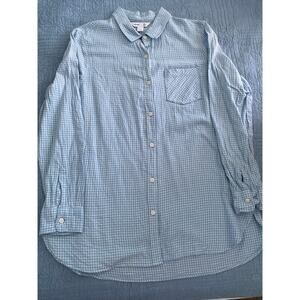 Womens Old Navy Plaid Button Down Shirt Blue Large